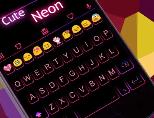 Cute Neon Emoji Keyboard Theme android App screenshot 1